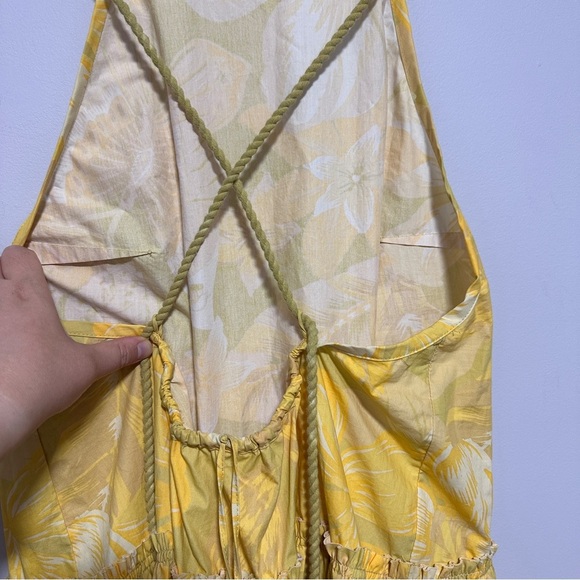 NWOT Free People Deserted Island Mini Yellow Floral Dress Size L - Picture 8 of 12
